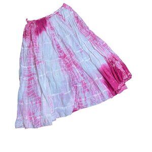 Great Northwest Indigo Pink White Ombre Tie Dye Tiered Midi Maxi Skirt Size 1X
